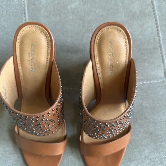 Coach Tan Studded Women's Sandals - Picture 4 of 7
